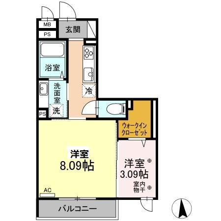 グランメゾン北野(2K/1階)の間取り写真