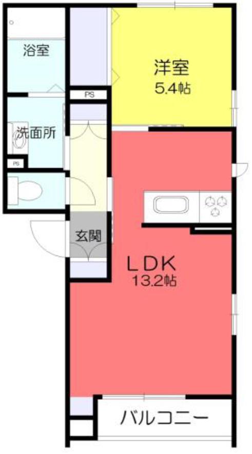 ヴィラやかたIII(1LDK/3階)の間取り写真