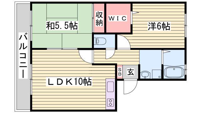 メゾンソレイユII(2LDK/1階)の間取り写真
