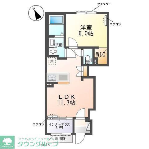 グリーンビレッジVII(1LDK/1階)の間取り写真