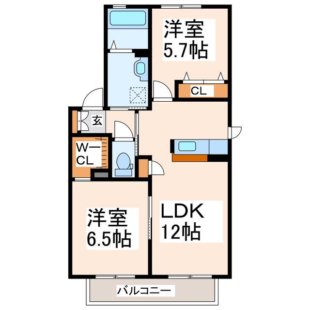 シャーメゾン(2LDK/2階)の間取り写真