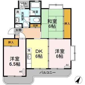 サンハイツ中浜(3DK/1階)の間取り写真