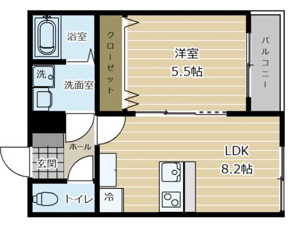 台原三丁目アパート(1LDK/1階)の間取り写真