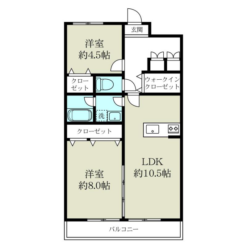 アドラブール文京町(2LDK/8階)の間取り写真