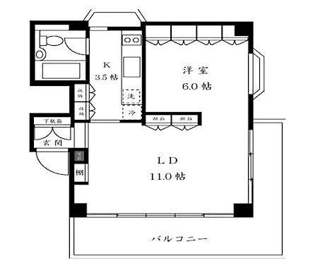 ISOフラット(1LDK/2階)の間取り写真