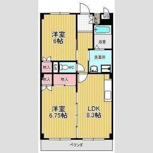 レザンヴェール鎌倉台(2LDK/2階)の間取り写真
