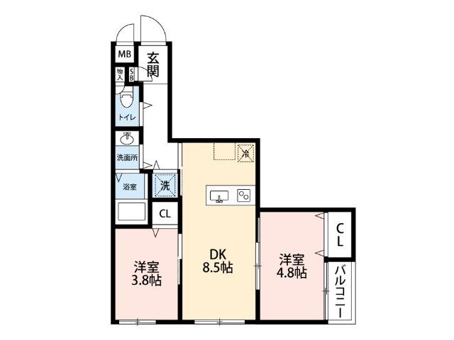 ST.RESIDENCE 七道(2DK/3階)の間取り写真