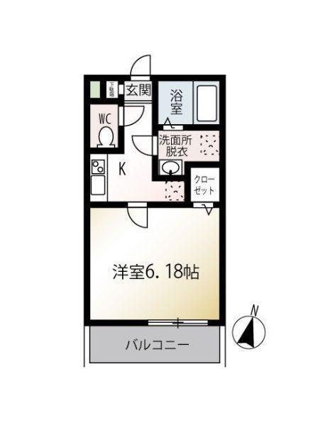 MQUARTO西所沢(1K/1階)の間取り写真