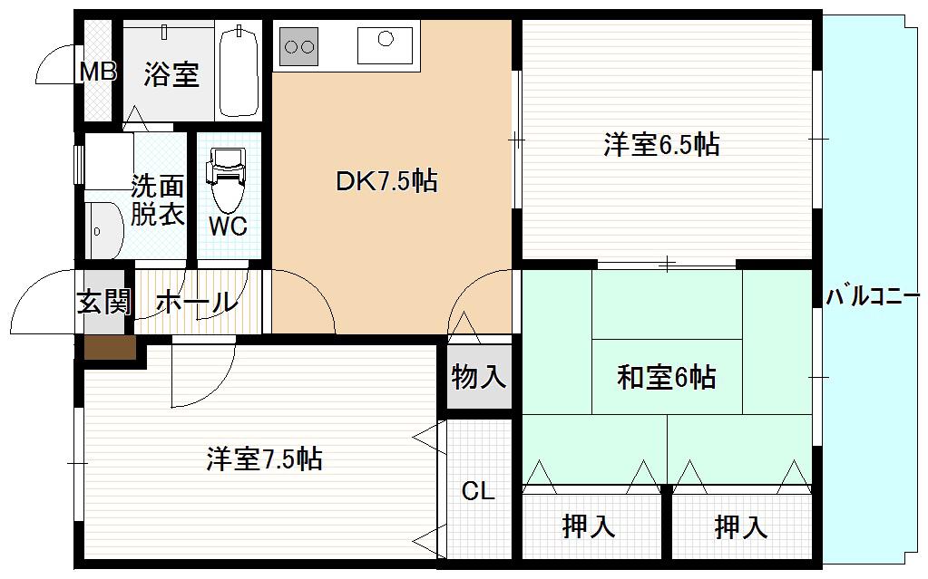 エクセルハイツ(3DK/2階)の間取り写真