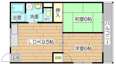 光庸ハウス(2LDK/3階)の間取り写真