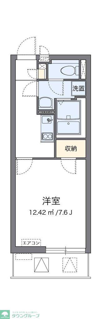 クレイノリブール横浜(1K/2階)の間取り写真