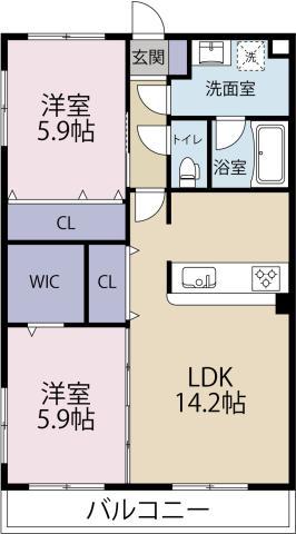 ガーデンヒルズ城南VIII(2LDK/1階)の間取り写真