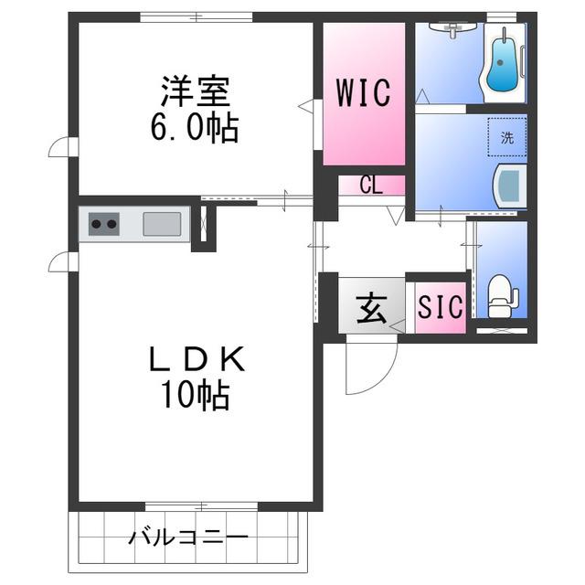 フレメゾン(1LDK/1階)の間取り写真