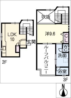 翔 岩田坂(1LDK/3階)の間取り写真