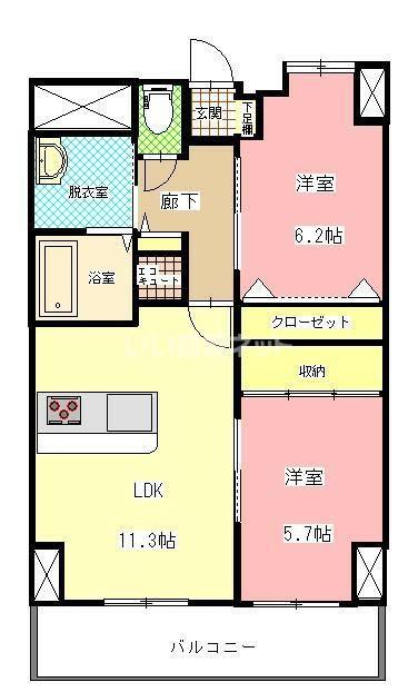 レ・モンデ新潟(2LDK/3階)の間取り写真