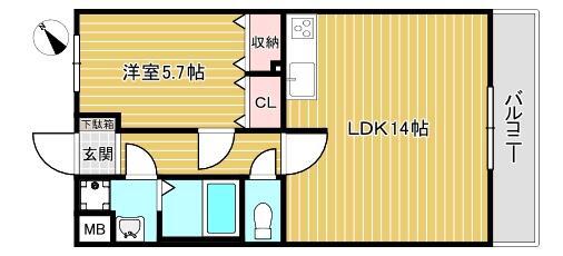 ヴェールメゾンIII(1LDK/3階)の間取り写真