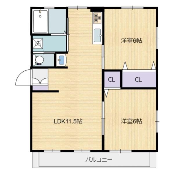 高洲マンション(2LDK/3階)の間取り写真