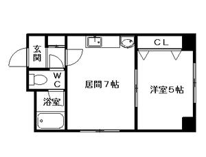 モア南6条(1DK/4階)の間取り写真