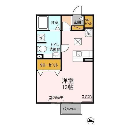 リヴェール(ワンルーム/1階)の間取り写真