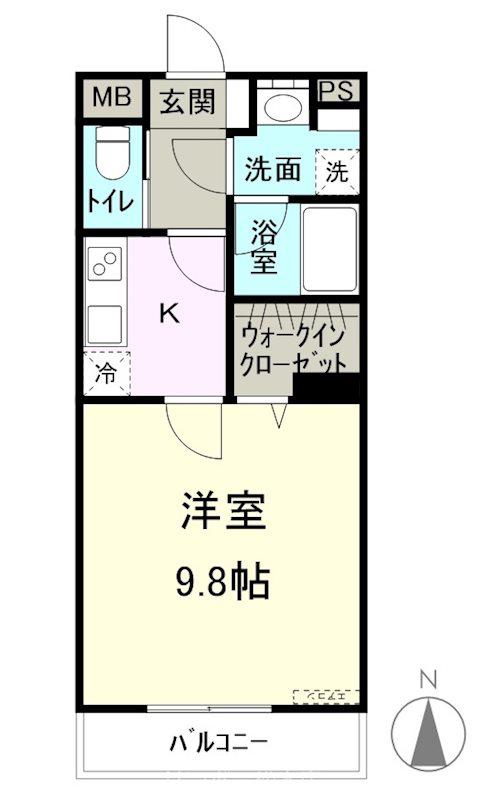アライブV(1K/1階)の間取り写真