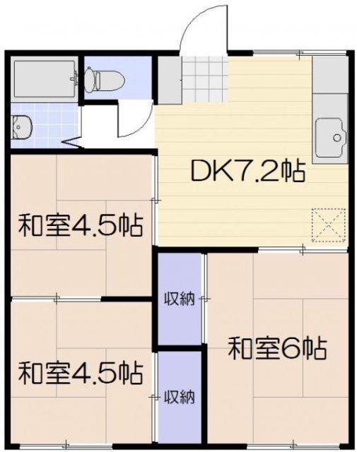 グリーンコーポ B棟(3DK/1階)の間取り写真