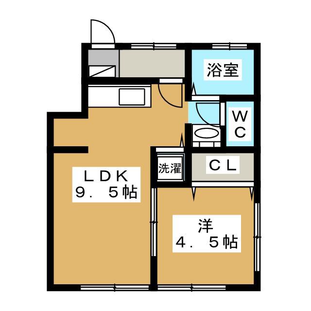 リバーサイドハイツ(1LDK/1階)の間取り写真