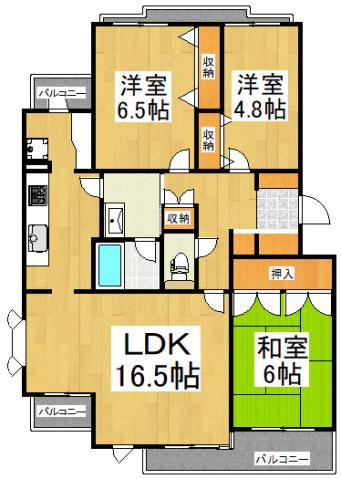テラハウス小平(3LDK/2階)の間取り写真