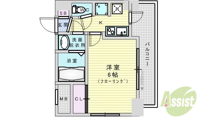 セレニテ新大阪カルム(1K/5階)の間取り写真