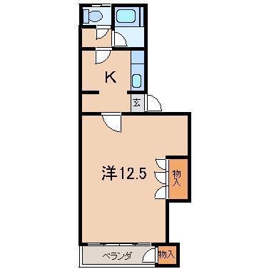 タウンハウスヨシダG1棟(1K/2階)の間取り写真