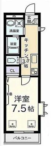 メゾン西八王子(1K/2階)の間取り写真