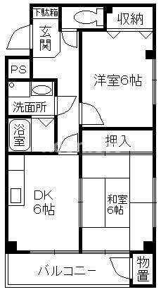 アルファアネックス(2DK/1階)の間取り写真