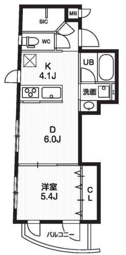 コスモリード目黒花房山(1LDK/2階)の間取り写真