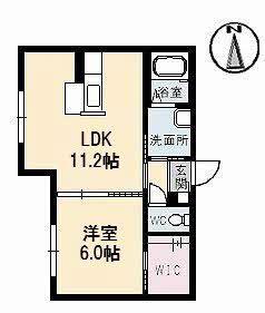 ラ・パルテール新屋敷II(1LDK/1階)の間取り写真
