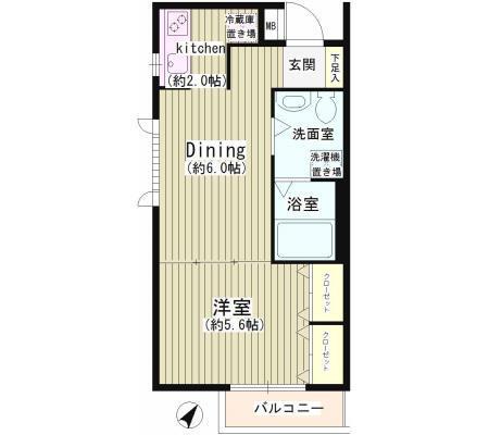 パーク西小山(1DK/1階)の間取り写真