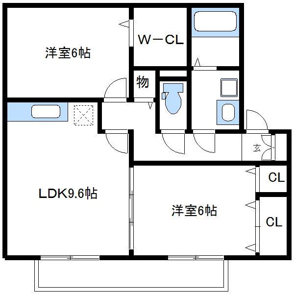 アタラクシア(2LDK/1階)の間取り写真
