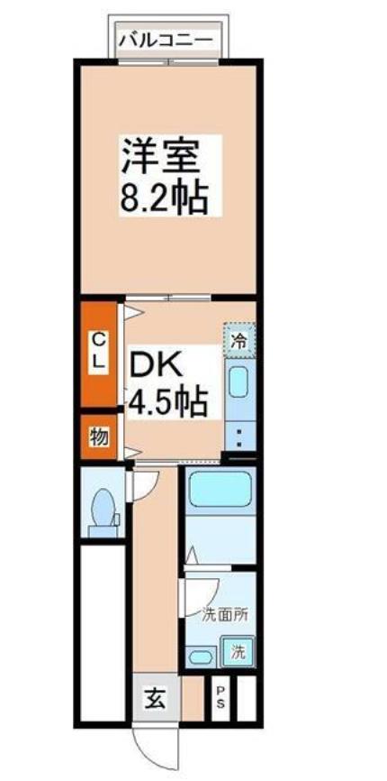 EARTH北山(1DK/1階)の間取り写真