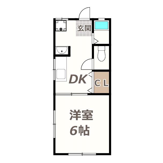 第2田辺マンション(1DK/2階)の間取り写真