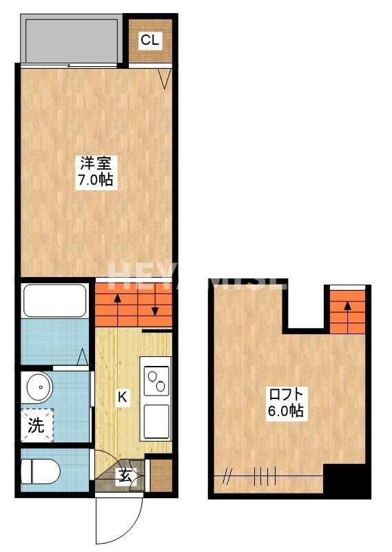 MODERN PALAZZO喜々津SOLEIL(1SK/2階)の間取り写真