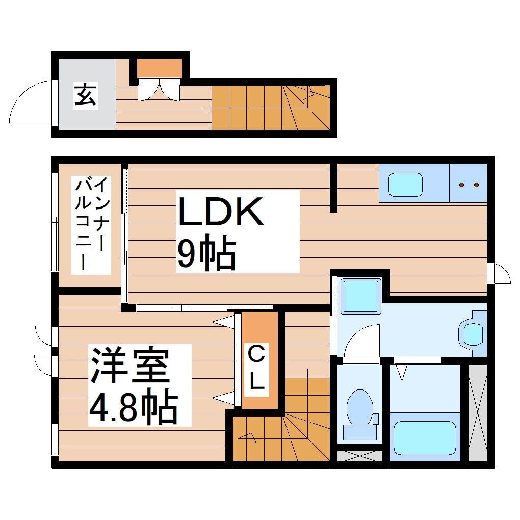 ヴィラ・イニシエイト(1LDK/2階)の間取り写真