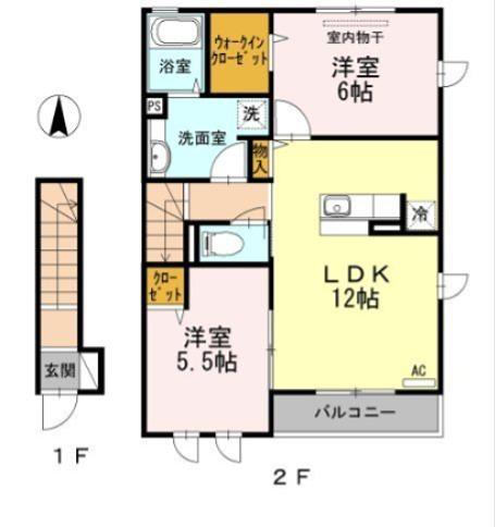 セジュールSAKURAVI(2LDK/2階)の間取り写真