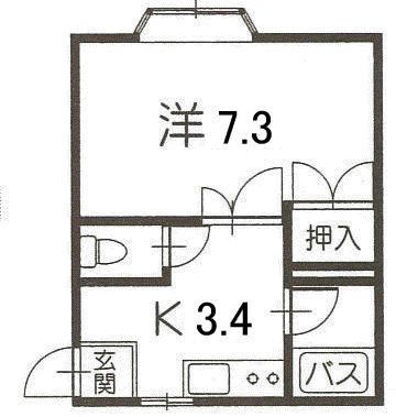コーポサンルート(1K/2階)の間取り写真