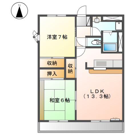 プロニティ五反田(2LDK/2階)の間取り写真