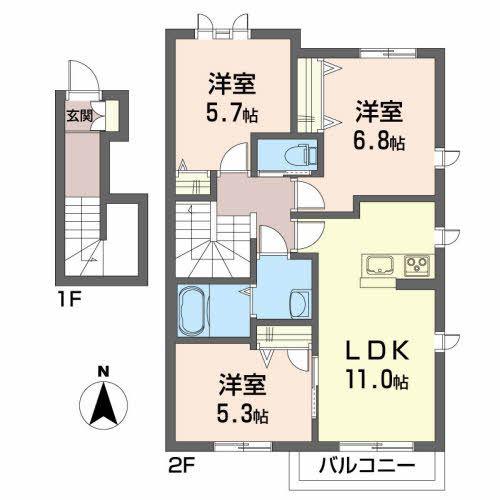 ブランドール(3LDK/2階)の間取り写真