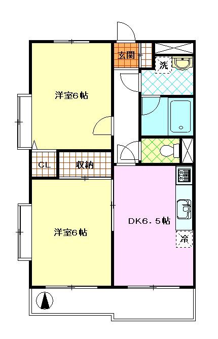 サニーハイツ平和台(2DK/3階)の間取り写真