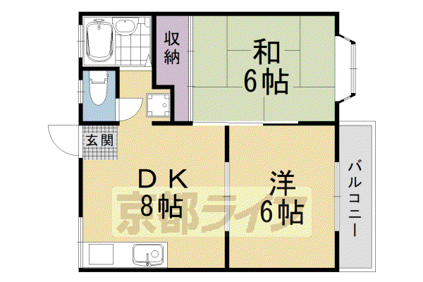 嵐山リバーサイドI(2LDK/1階)の間取り写真