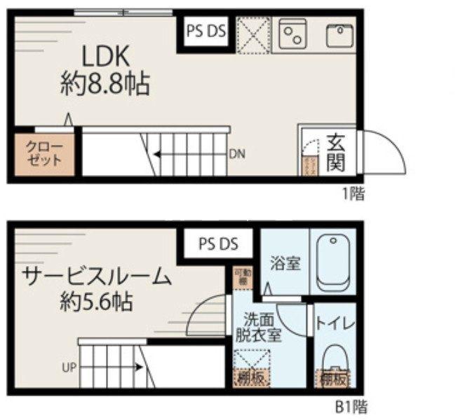 GRANDIR 神保町(1K/1階)の間取り写真