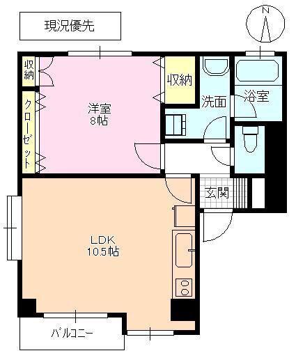 S-YARD三輪(1LDK/3階)の間取り写真