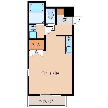 ルート宮崎(ワンルーム/1階)の間取り写真
