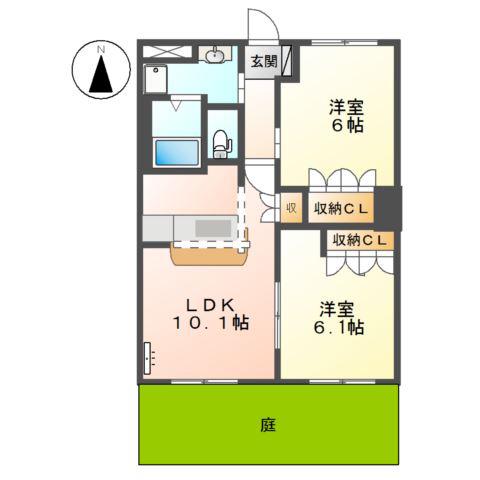 ハッピースタイルA(2LDK/1階)の間取り写真