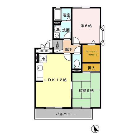 セジュール未来IIA棟(2LDK/2階)の間取り写真